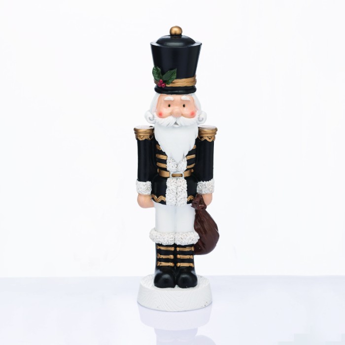 NUTCRACKER RESIN SOLDIER WITH MISTLETOE BLACK 35cm