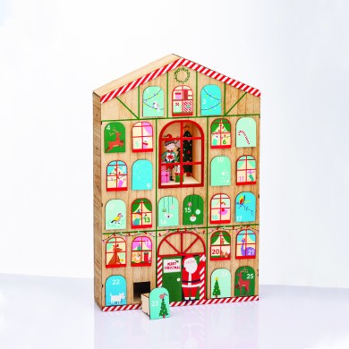 WOODEN HOUSE CALENDAR WITH DRAWERS DECORATIVE 39x8.5x60cm