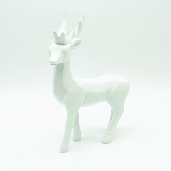 DECORATIVE RESIN REINDEER WHITE 25cm