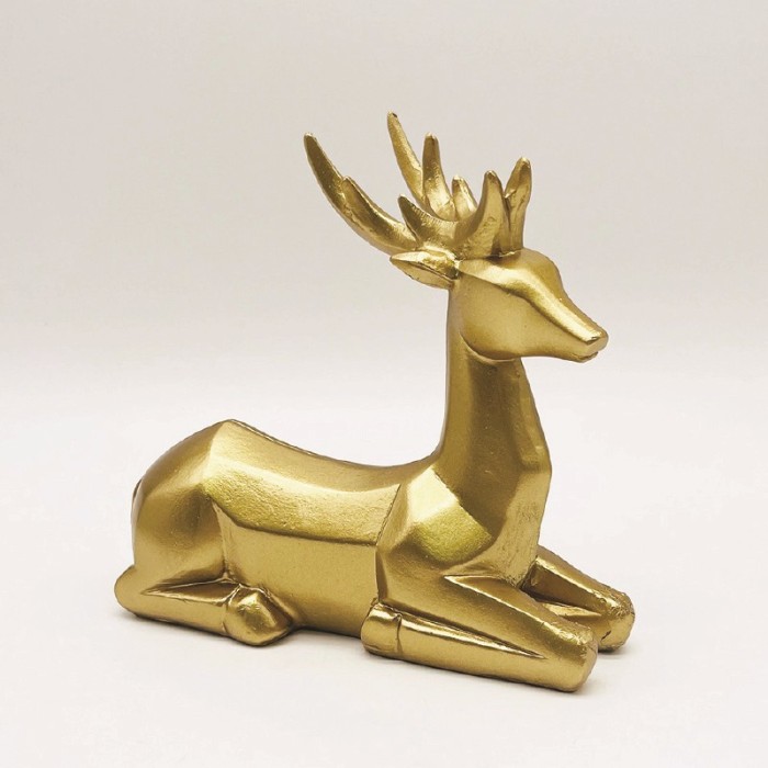 DECORATIVE RESIN REINDEER GOLD 15cm