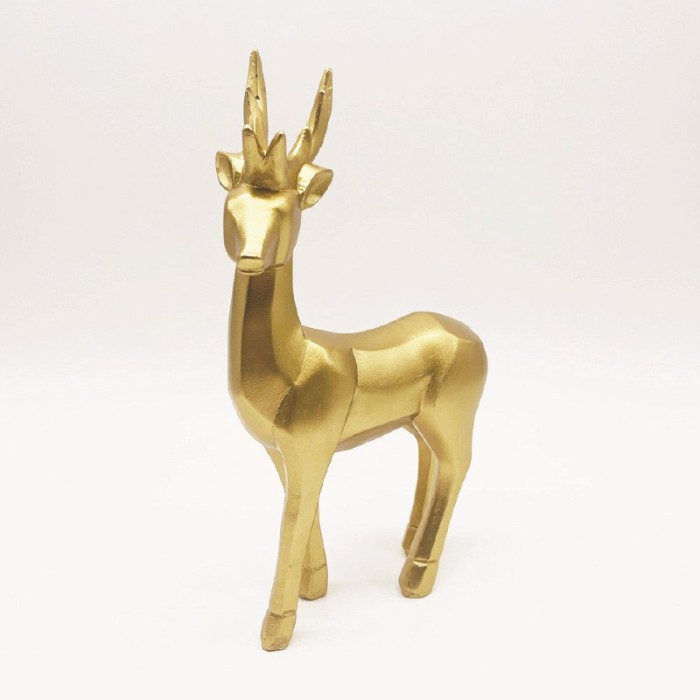 DECORATIVE RESIN REINDEER GOLD 25cm