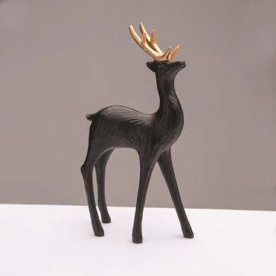DECORATIVE RESIN REINDEER  BLACK 31cm