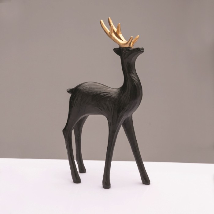 DECORATIVE RESIN REINDEER  BLACK 31cm