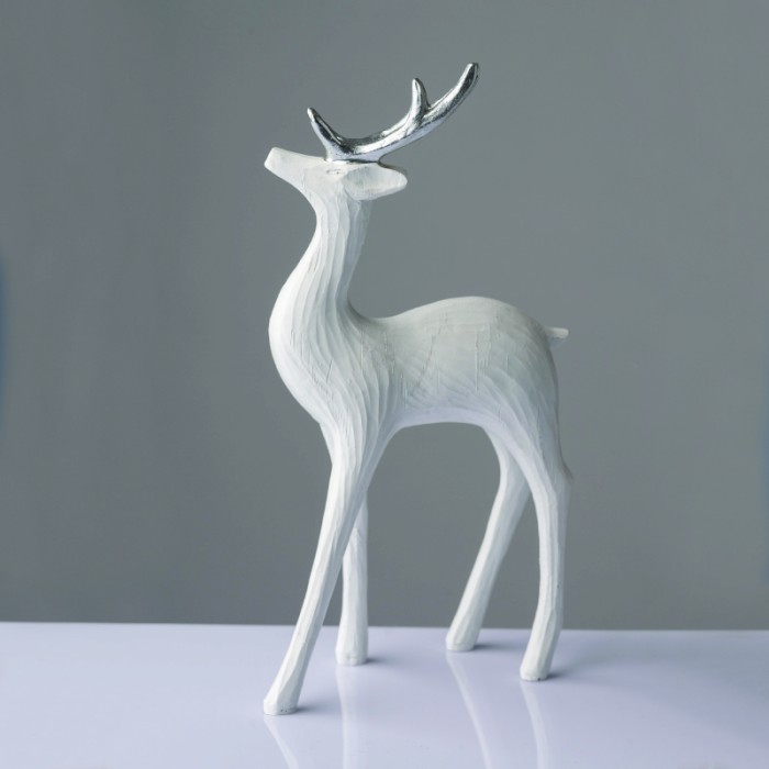 DECORATIVE RESIN REINDEER WHITE 31cm