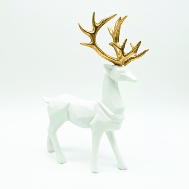 DECORATIVE RESIN REINDEER WHITE 30cm
