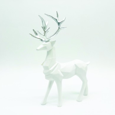 DECORATIVE RESIN REINDEER WHITE 30cm