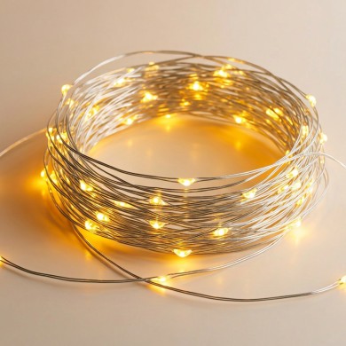 XMAS LED STRING MICRO LIGHTS 40 WW SILVER LEADWIRE 10CM IP20 BATTERY OPERATED 3xAA 4.5VAC L2m WITH TRY-ME DISPLAY BOX
