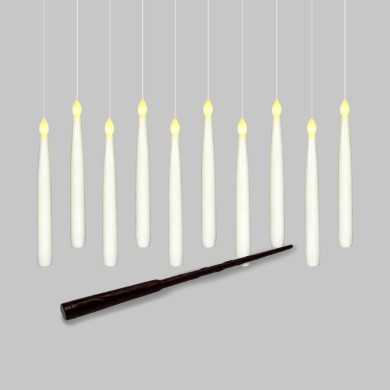 SET 10 PLASTIC BATTERY CANDLES ''FLOATING'' WITH WAND (REMOTE CONTROLLER USING 1AAA (NOT INCLUDED)) FLICKERING 1AAA/CANDLE (NOT INCLUDED) SUSPENSION KIT INCLUDED 1M/ PC 15x15x155mm