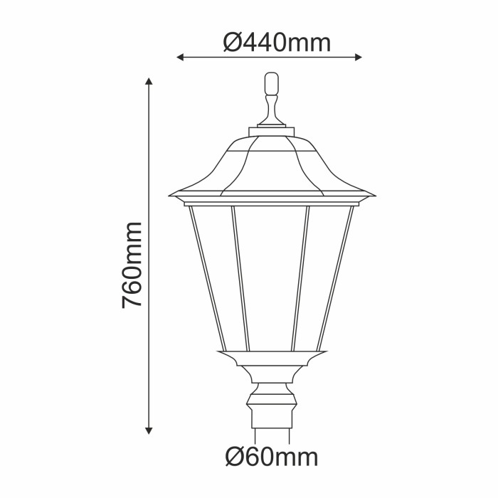 TRADITIONAL LANTERN LIGHT F60 SANDY BLACK 440Χ760 RAL C0026