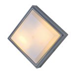 CEILING SQUARE GREY/OPAL PC E27 2X18W IP54