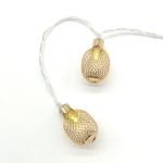 ^ "METAL PINAPPLE", 10 LED STRING LIGHTS WITH BATTERIES (3xAA), WARM WHITE, GOLD METAL, IP20, 135+30cm TRANSPARENT LEAD CABLE