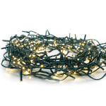 100 LED STRING LIGHTS PER 5cm WARM WHITE, ADAPTOR 31VDC & 8 FUNCTIONS, IP44 5m GREEN CABLE