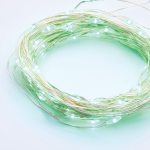 100 LED STRING LIGHTS TIMER GREEN SILVER COPPER WIRE & BAT.3XAA IP44 10m+10cm