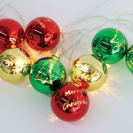 "XMAS PLASTIC BALL LIGHTS", 10 LED, BATTERIES (2xAA), WW,IP20, 150+30cm LEAD CABLE