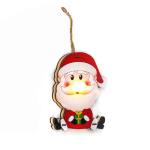 "WOODEN PENDANT SANTA", 1 LED, BATTERY (1xCR2032), WW,ΙP20, 7x2.3x10cm