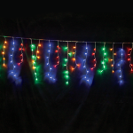 144LED ICICLE LIGHTS 5-7-5-7 QUEUE 24 STRINGS MULTICOLOR ADAPTOR 31VDC & CONNECTABLE MAX 4 SETS IP44 300X60cm 3m TRANSPARENT CABLE