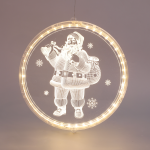 ^ "3D ACRYLIC SANTA", 24 WW LED STEADY IP20 21X21.6CM, USB LEAD CABLE
