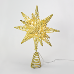 ^ "GOLD TINSEL THREAD STAR 2" 20 MINI WW LED LIGHTS BAT. 3ΧΑΑ,IP20 28x5x20cm