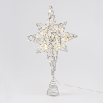 ^ "SILVER & WHITE BEAD STAR " 20 MINI WW LED LIGHTS BAT. 3ΧΑΑ,IP20 37x5x20cm