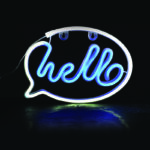 HELLO, 220 NEON LED BATERRY(3xΑΑ)/USB, WHITE/BLUE, IP20, 25.5*2*18.5