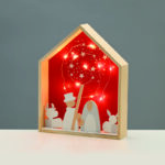 ^WOODEN HOUSE RED 10 LED COPPER WIRE WW STEADY BATT (2ΧΑΑA) 20*4,5*25cm IP20^