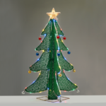 ^3D TINSEL FOLDABLE TREE WITH STAR 52 LED MULTICOLOR & WW STAR 40*40*93cm IP44 5m LEAD CABLE^