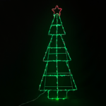 CHRISTMAS TREE 100 LED STRING LIGHTS GREEN WITH RED STAR STEADY IP44 60*150cm 5m LEAD CABLE