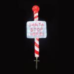 ACRYLIC SIGN SANTA STOP HERE  120 LED CW IP44 35*13*100cm 30cm LEAD CABLE