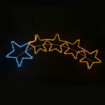 5 STARS 144LED MOTIF 6m 2-WIRE ROPE LIGHT WHITE & BLUE FLASH IP65 150*50cm1.5m LEAD CABLE