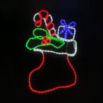 SOCK WITH PRESENT 252 LED MOTIF 7m 2-WIRE ROPE LIGHT, MULTICOLOR STEADY IP65 53*78cm 1.5m LEAD WIRE