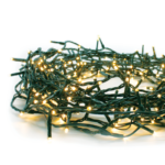 ^ 300 LED STRING LIGHTS PER 5cm SUPER WARM WHITE, ADAPTOR 31VDC & 8 FUNCTIONS, IP44 15m GREEN CABLE