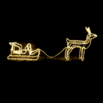 "REINDEER WITH SLEIGH", 312 LED MOTIF 13m 2-WIRE ROPE LIGHT, WARM WHITE STEADY, IP65, 65X64X30 & 59X22X29CM, 1.5m LEAD CABLE