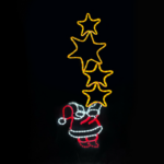 SANTA WITH STARS 336 LED MOTIF 9,35m 2-WIRE ROPE LIGHT, MULTICOLOR FLASH IP65 49*144cm 1.5m LEAD WIRE