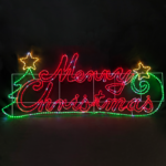 MERRY CHRISTMAS WITH TREE 576 LED MOTIF 24m 2-WIRE ROPE LIGHT MULTICOLOR FLASH IP65 205*81cm 1.5m LEAD CABLE