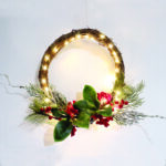 WREATH BERRIES DECORATIVE HANGING  30 LED WW BATT 3ΧΑΑ (NOT INCL) IP20 DIAM:30cm 30cm LEAD CABLE
