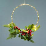 RING LEAVES BERRIES  40 LED DECORATIVE HANGING WW BATT 3ΧΑΑ (NOT INCL) IP20  DIAM:30cm 30cm LEAD CABLE
