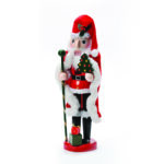 ^NUTCRACKER SANTA CLAUS WITH RED CAPE SCEPTER & TREE H35cm^