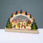 WOODEN XMAS VILLAGE 12 LED WW STEADY IP20 DECORATIVE BATT 2XAAA  38x5x21.5cm