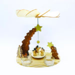 WOODEN TEA LIGHT PYRAMID ANGELS DECORATIVE  (WITHOUT CANDLES) 21x13.5x22cm