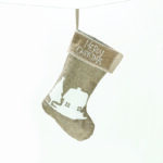 XMAS STOCKING DARK BEIGE DECORATIVE (HOUSE & TREE) 26*47cm