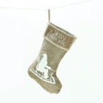XMAS STOCKING DARK BEIGE DECORATIVE (SLEIGH) 26*47cm