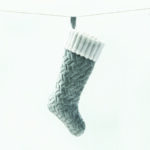 XMAS STOCKING VELVET GREY COLOR WHITE FUR DECORATIVE 20,5*44,5cm