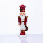 NUTCRACKER RESIN SOLDIER WITH MISTLETOE  RED 35cm