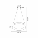 PENDANT LIGHT LED 73W DIMMER CCT 5250LM BLACK METAL D81XH8,5CM DIANA - Image 3