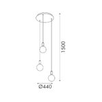 MARBELLA-ΦΩΤΙΣΤΙΚΟ ΚΡΕΜΑΣΤΟ ΤΡΙΦΩΤΟ ΑΜΜΩΔΕΣ ΜΑΥΡΟ ΑΛΟΥΜΙΝΙΟΥ LED SMD 33W CCT 2145LM 440X440X1500MM - Image 3