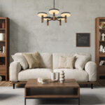 ASIAN-PENDANT LAMP*5 SAND BLACK ALUMINIUM LED SMD 52W CCT 3380LM IP20 600X330-1230MM - Image 2