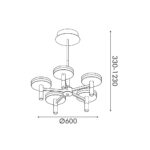 ASIAN-PENDANT LAMP*5 SAND BLACK ALUMINIUM LED SMD 52W CCT 3380LM IP20 600X330-1230MM - Image 3